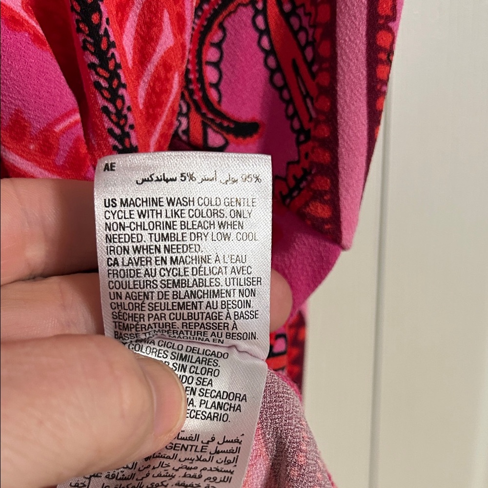 INC International Concepts Red Pink Paisley Blouse NWT 2X Stretch Pullover - Picture 6 of 10